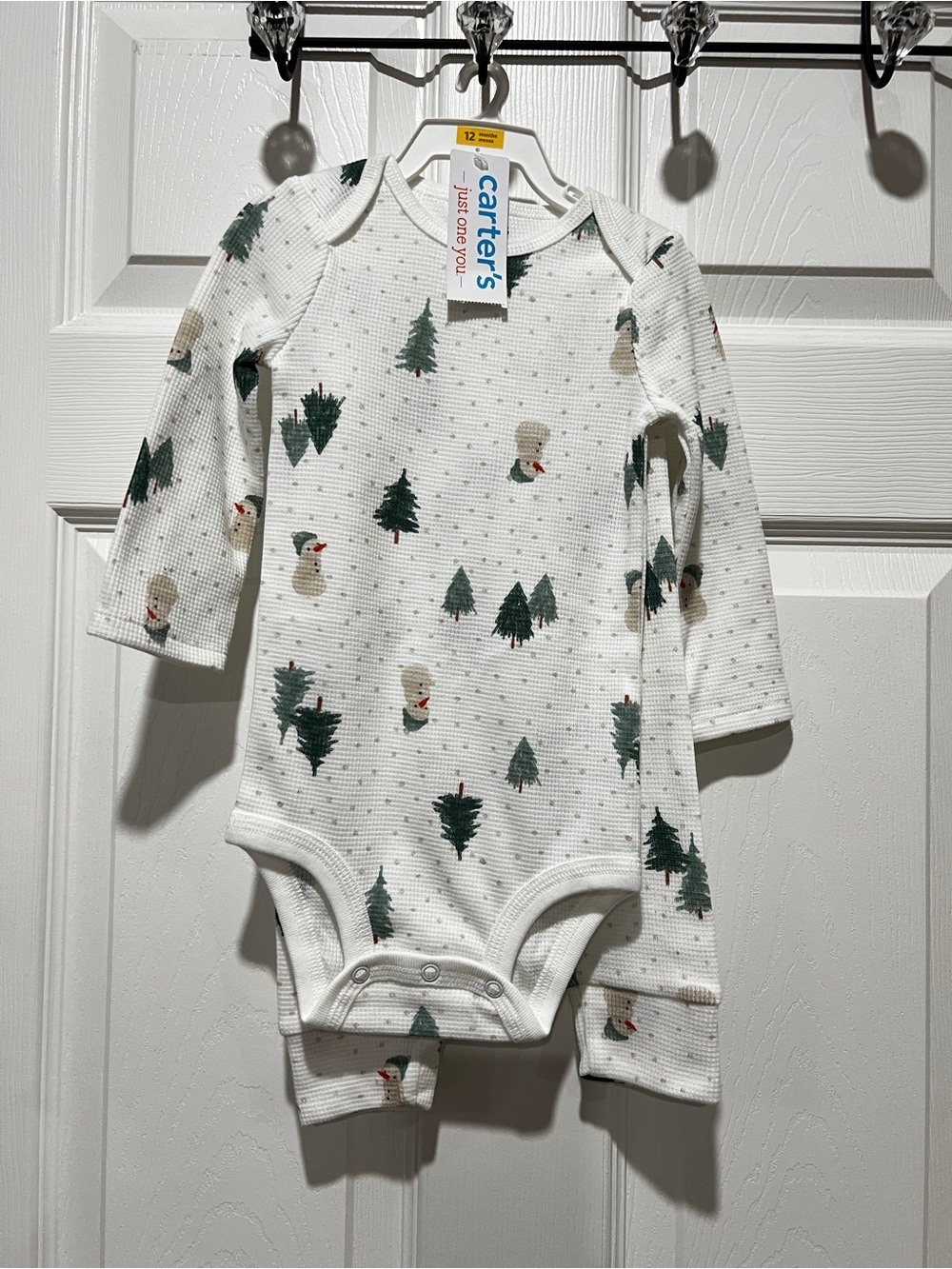 Carter's 2 Piece Set waffle knit Size 12 Months baby Boy Christmas Holiday
